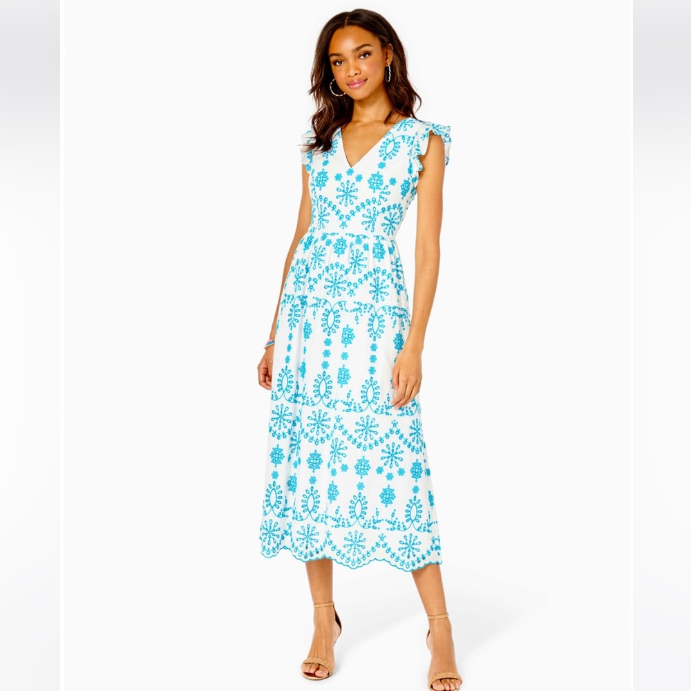 Lillyanne Eyelet Midi Dress